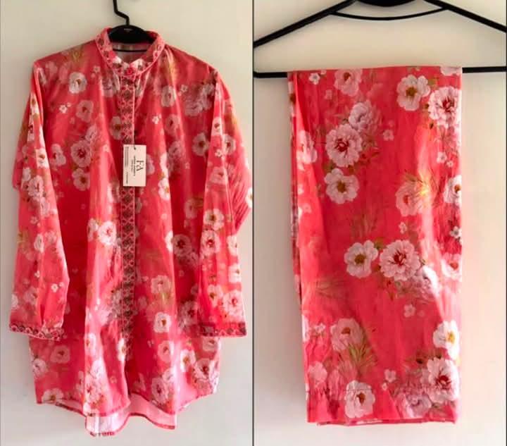 Pink Coral Floral Kurta & Pants product photo